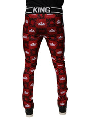 Dolce & Gabbana Red Crown Logo Monogram Men Sweatpants Pants - IT44 | XS - Joggers