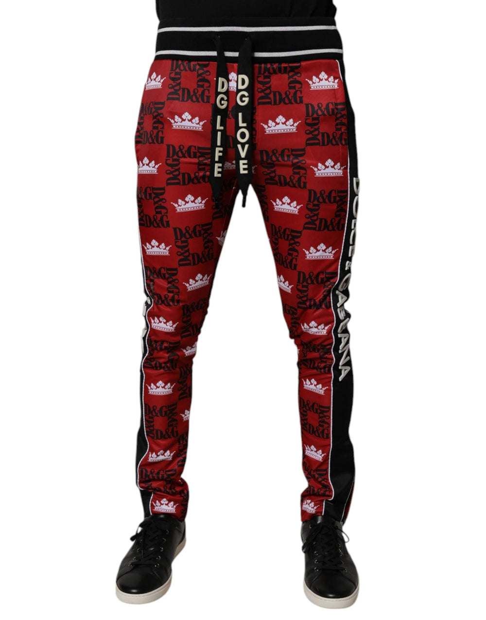 Dolce & Gabbana Red Crown Logo Monogram Men Sweatpants Pants - IT44 | XS - Joggers