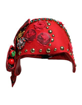 Dolce & Gabbana Piros kristályos, arany rózsadíszítésű sapka