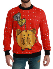 Dolce & Gabbana Red Crystal Pig of the Year Sweater - Sweaters