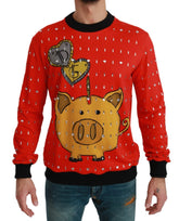 Dolce & Gabbana Red Crystal Pig of the Year Sweater - Sweaters