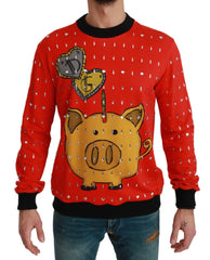Dolce & Gabbana Red Crystal Pig of the Year Sweater - Sweaters