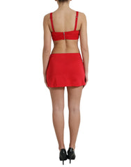 Dolce & Gabbana Red Cutout Nylon Sheath Sleeveless Mini Dress - IT40|S - Dresses