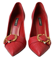 Dolce & Gabbana Red Devotion Leather Heels Pumps Shoes - EU36/US5.5 - Heels
