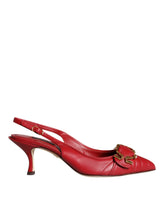 Dolce & Gabbana Red Devotion Leather Heels Slingback Shoes - Heels