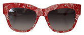 Dolce & Gabbana Red DG4231F Lace Acetate Rectangle Shades Sunglasses - Sunglasses