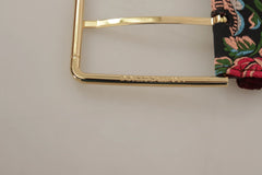 Dolce & Gabbana Red Embroidered Leather Gold Logo Metal Buckle Belt - 70 cm / 28 Inches - Belts