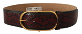 Dolce & Gabbana Red Exotic Leather Gold Oval Buckle Belt - 75 cm / 29,5 Inches - Belts
