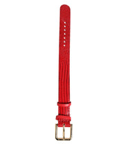Dolce & Gabbana Red Exotic Leather Gold Tone Metal Buckle Women Armband - Bracelets