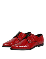 Dolce & Gabbana Red Exotic Leather Lace Up Dress Derby Shoes - Shoes