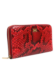 Dolce & Gabbana Red Exotic Leather Zip Around Continental Clutch Wallet - Wallets