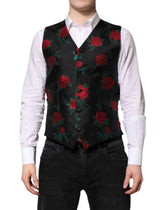 Dolce & Gabbana Red Floral Brocade Formal Men Waistcoat Vest - IT48 | M - Vests