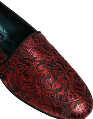 Sapatos de mocassim Dolce & Gabbana com padrão floral vermelho e jacquard - EU44/US11