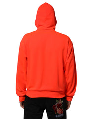 Dolce & Gabbana Red Fluorescent Polyester Logo Patch Hoodie Sweater - Hoodies