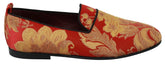 Dolce & Gabbana Red Gold Brocade Slippers Loafers Shoes - Flats