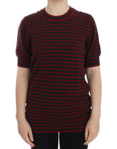 Dolce & Gabbana Red Gray Cashmere Short Sleeve Sweater - IT36 | S - Sweaters