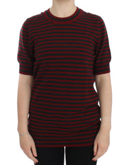 Dolce & Gabbana Red Gray Cashmere Short Sleeve Sweater - IT36 | S - Sweaters