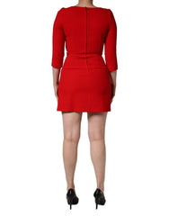 Robe Mini en Laine à Coeur Étoffé Rouge Dolce & Gabbana