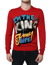 Dolce & Gabbana Red I’m The King Wool Crew Neck Sweatshirt Sweater - IT44 | XS - Sweatshirts