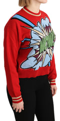 Dolce & Gabbana Red Knitted Cashmere Cartoon Top Sweater - Sweaters