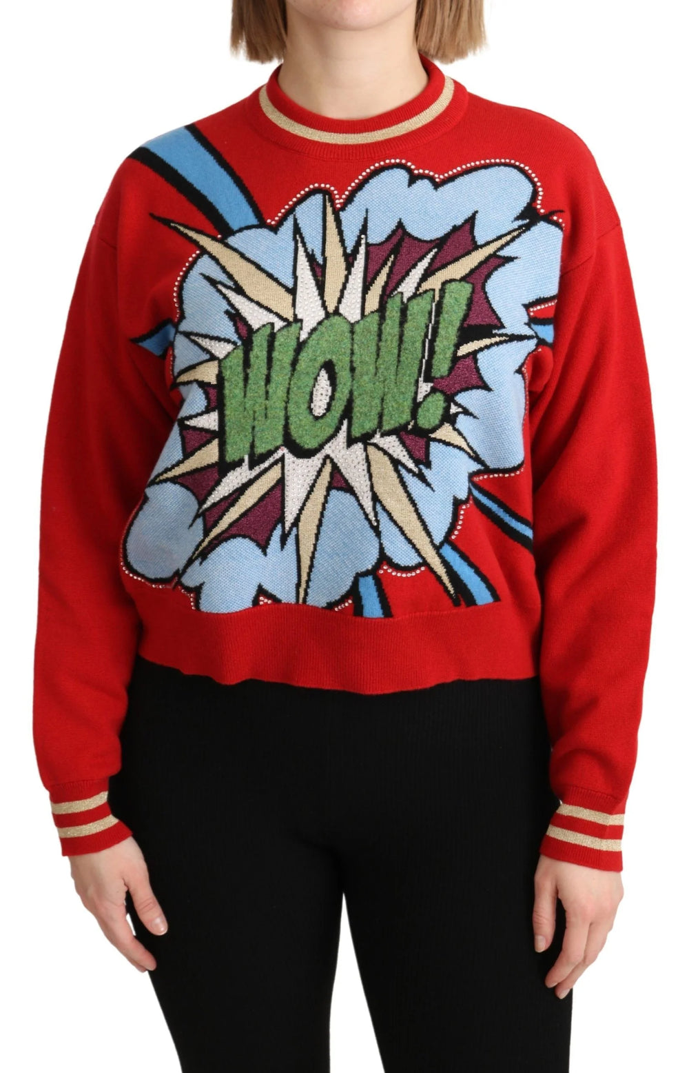 Dolce & Gabbana Red Knitted Cashmere Cartoon Top Sweater - Sweaters