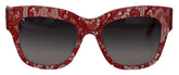 Dolce & Gabbana Red Lace Acetate Rectangle Shades DG4231F Sunglasses - Sunglasses