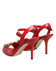 Dolce & Gabbana Red Leather DG AMORE Heels Sandals Shoes - EU35.5/US5