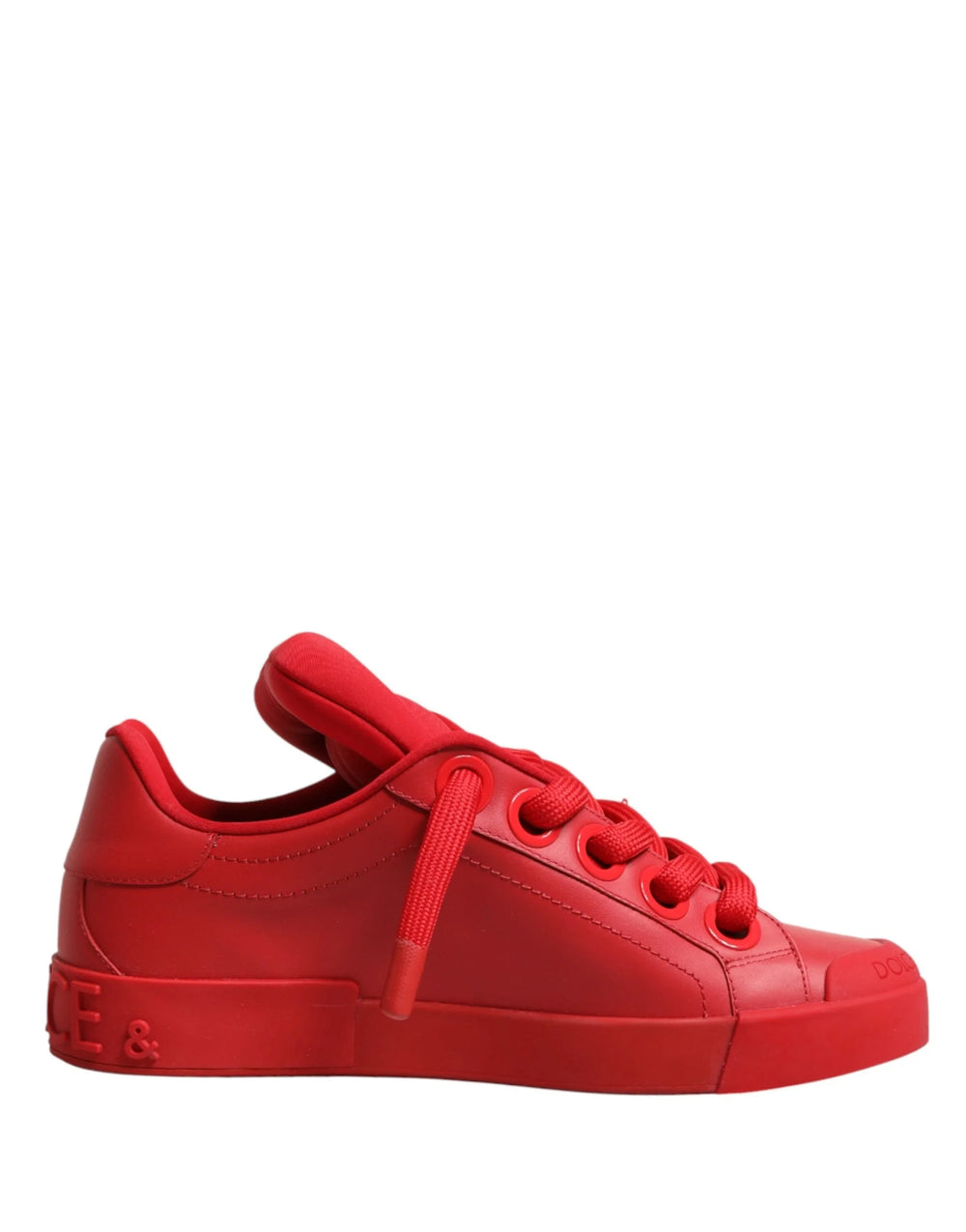 Dolce & Gabbana Red Leather Lace Up Low Top Sneakers Shoes - EU44/US11