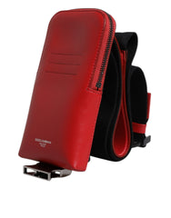 Dolce & Gabbana Red Leather Logo Zip Around Card Holder Wide Strap Wallet (Copy) - Wallets