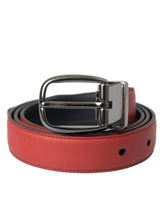 Dolce & Gabbana Red Leather Silver Metal Buckle Belt Men - 95 cm / 38 Inches - Belts