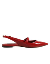 Dolce & Gabbana Red Leather Slingback Flats Sandals Shoes - EU37/US6.5