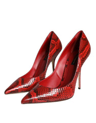 Dolce & Gabbana Red Leather Stiletto High Heels Pumps Shoes - Heels