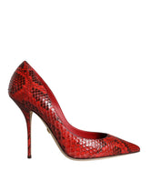 Dolce & Gabbana Red Leather Stiletto High Heels Pumps Shoes - Heels