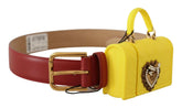 Dolce & Gabbana Red Leather Yellow DEVOTION Heart Bag Buckle Belt - 75 cm / 29,5 Inches - Belts