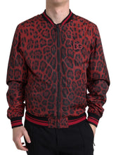 Dolce & Gabbana Red Leopard Bomber Short Coat Jacket - Bomber Jackets