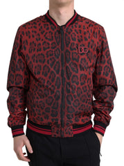 Dolce & Gabbana Red Leopard Bomber Short Coat Jacket - Bomber Jackets