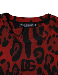 Dolce & Gabbana Red Leopard Cotton Short Sleeves T-shirt - IT46 | S - T-Shirts