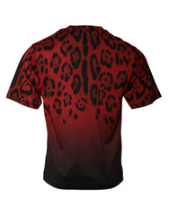 Dolce & Gabbana Red Leopard Cotton Short Sleeves T-shirt - IT46 | S - T-Shirts