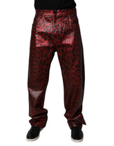 Dolce & Gabbana Red Leopard Cotton Straight Men Denim Jeans - IT48 | M - Jeans