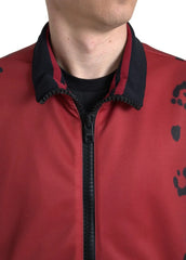Dolce & Gabbana Red Leopard Polyester Bomber Full Zip Jacket - Bomber Jackets