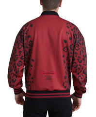 Dolce & Gabbana Red Leopard Polyester Bomber Full Zip Jacket - Bomber Jackets