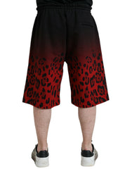 Dolce & Gabbana Red Leopard Print Cotton Bermuda Shorts - Bermudas