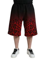 Dolce & Gabbana Red Leopard Print Cotton Bermuda Shorts - Bermudas