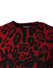Dolce & Gabbana Red Leopard Print Cotton Sleeveless T-shirt - IT46 | S - Tank Tops
