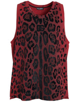 Dolce & Gabbana Red Leopard Print Sleeveless Tank T-shirt - IT54 | XL - Tank Tops
