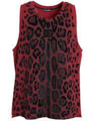 Dolce & Gabbana Red Leopard Print Sleeveless Tank T-shirt - IT54 | XL - Tank Tops