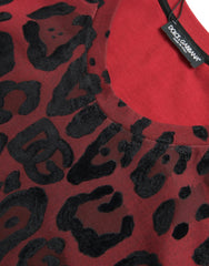 Dolce & Gabbana Red Leopard Print Sleeveless Tank T-shirt - IT54 | XL - Tank Tops