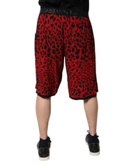 Dolce & Gabbana Red Leopard Print Viscose Bermuda Shorts - Bermudas