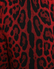 Dolce & Gabbana Red Leopard Print Viscose Bermuda Shorts - Bermudas