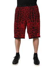 Dolce & Gabbana Red Leopard Print Viscose Bermuda Shorts - Bermudas